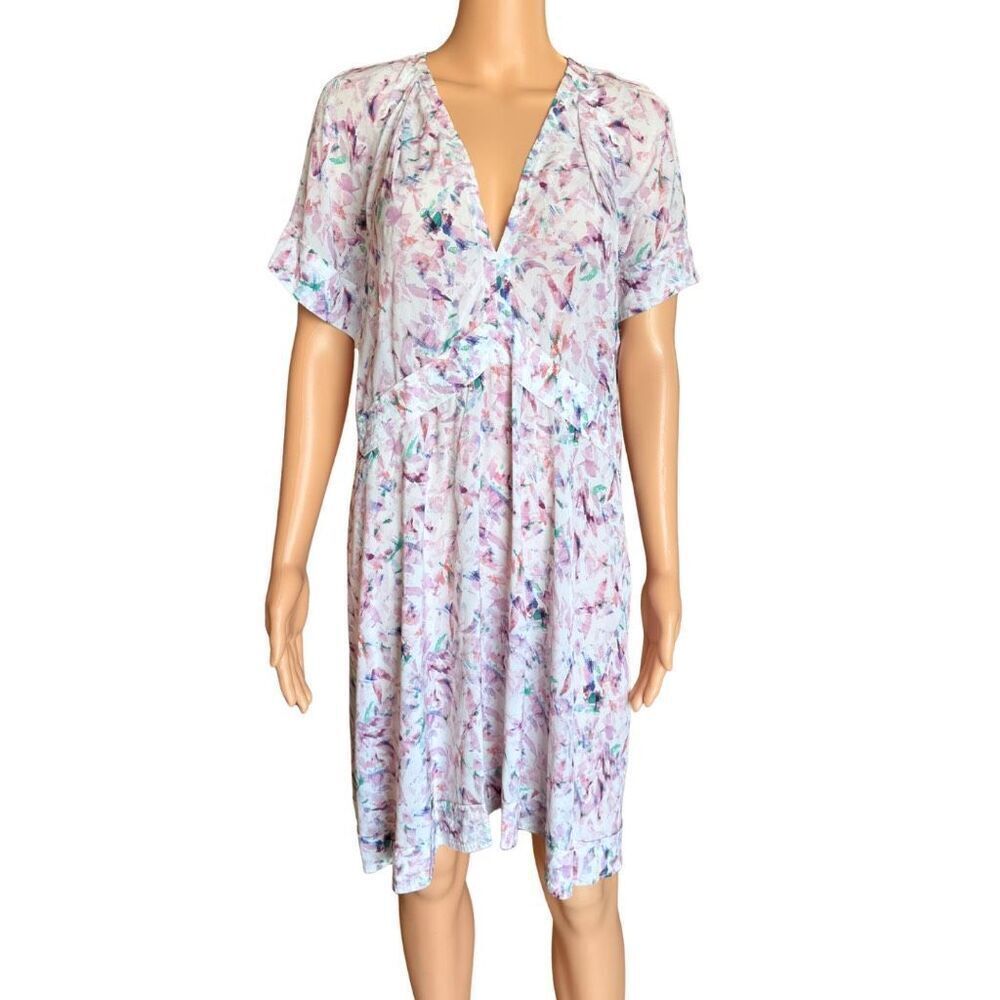 IRO Bago Dress 36 US 4 Small Abstract Print Pink Purple Sheer Mini Shift Revolve - Picture 5 of 9